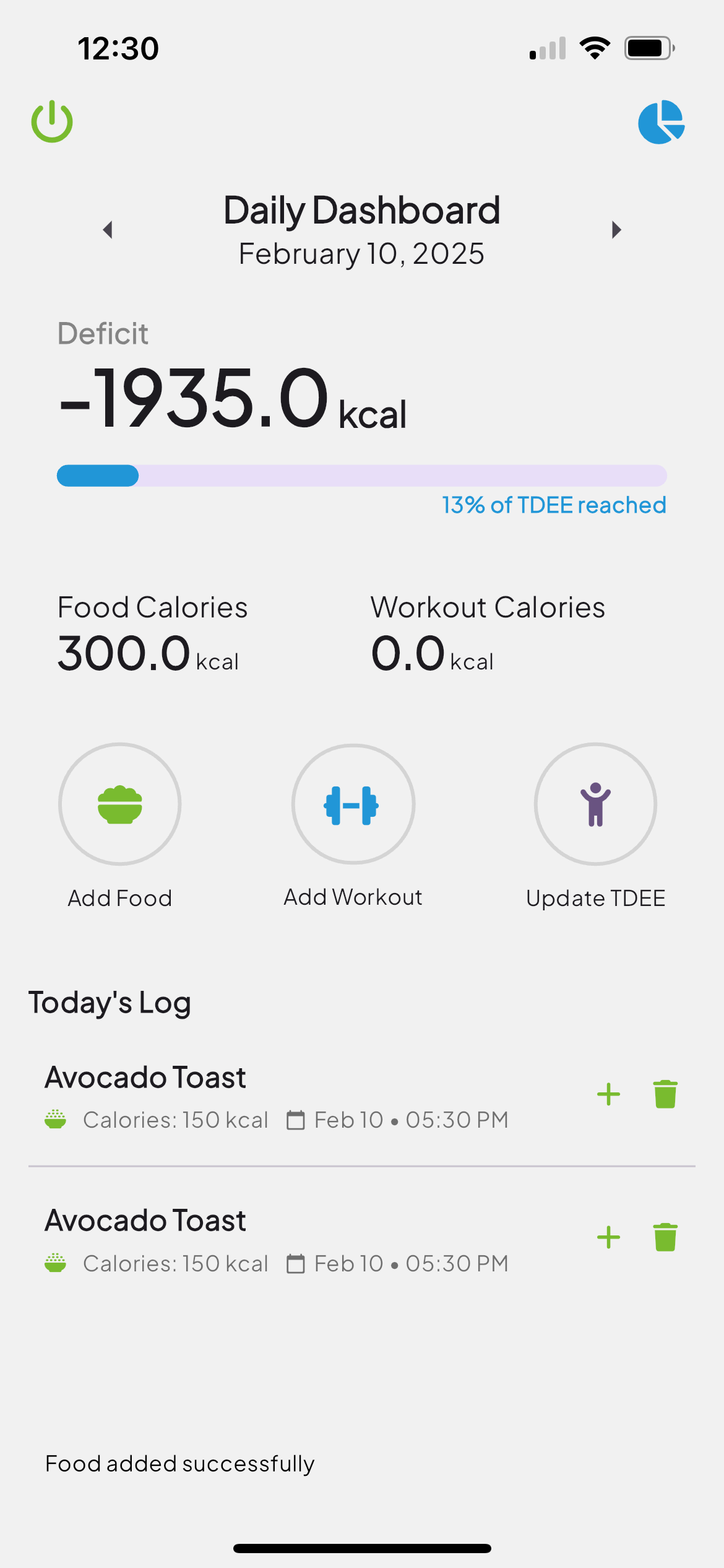 Food logging list